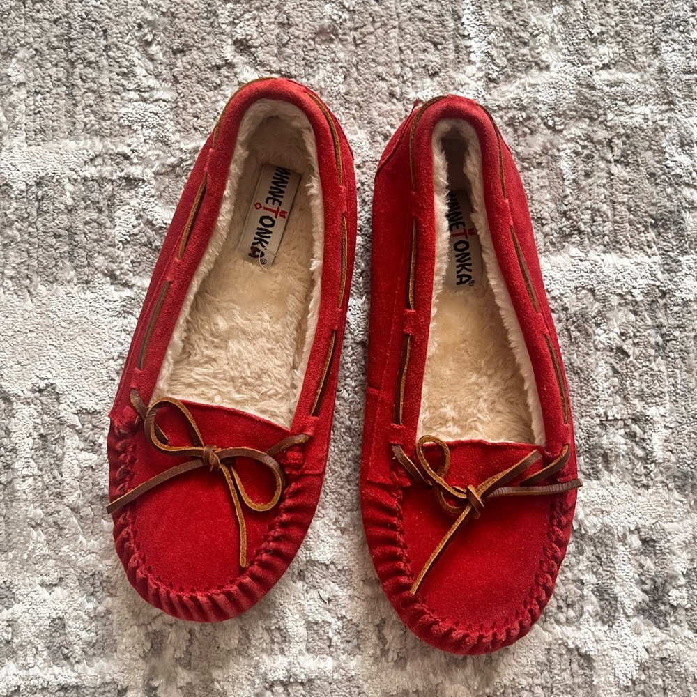 Minnetonka Red Slippers